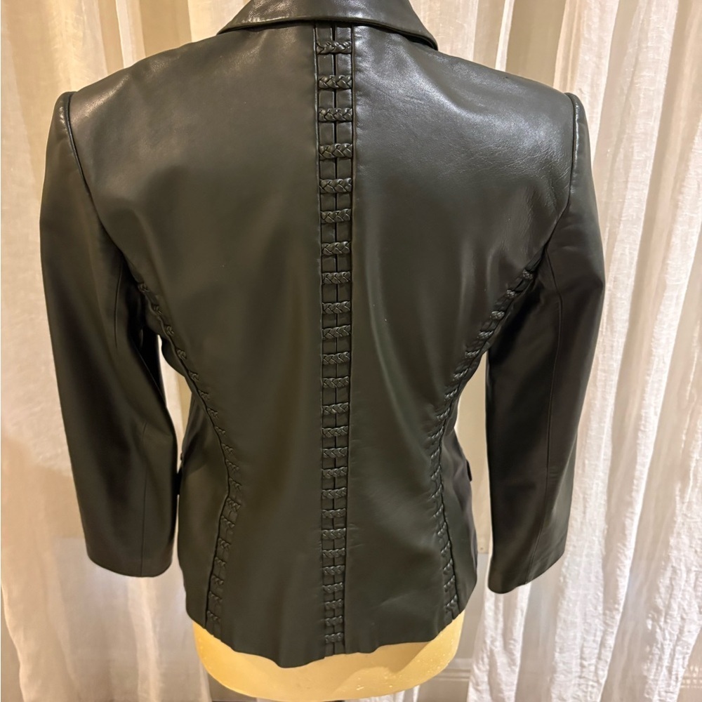 Carlisle Dark Olive Leather Blazer - Picture 2 of 4